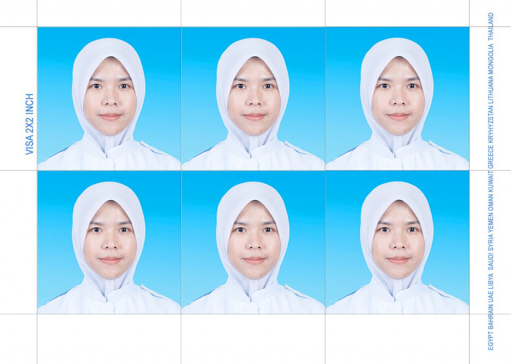 Visa photo 2x2inch blue or white background studio